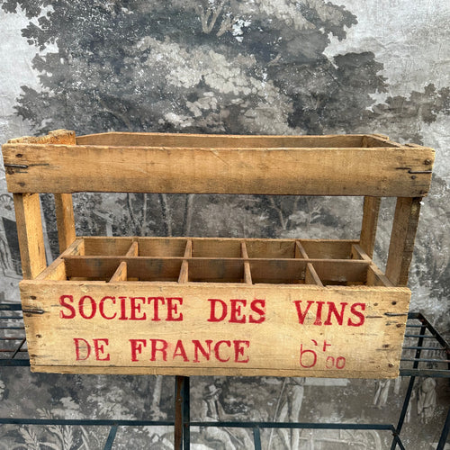 “Societe des Vins” French Vintage Wine Bottle Carrier Crate - Ten (10) Bottles