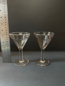 Pair French 1930’s Bistro Wine Glasses Pink Hue