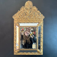 Load image into Gallery viewer, French Antique Cushion Mirror with Gilt Metal Surround and Original Wooden Back