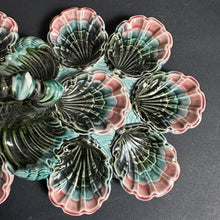 Load image into Gallery viewer, French Antique Majolica Oyster Server Very Rare Barbotine