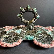 Load image into Gallery viewer, French Antique Majolica Oyster Server Very Rare Barbotine