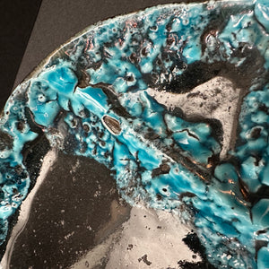 Incredible ‘Vallauris’ 1960’s Entre Plates Fantastic Crusty Turquoise Pair (2)