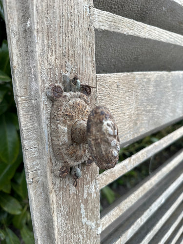 Fabulous Patina Antique French Louvred Window Shutter (1) Original Handle & Very Fine Hinges