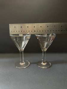 Pair French 1930’s Bistro Wine Glasses Pink Hue