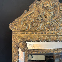 Load image into Gallery viewer, French Antique Cushion Mirror with Gilt Metal Surround and Original Wooden Back