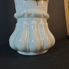 Load image into Gallery viewer, Beautiful French Antique White Milk Glass Vase Handpainted Gold/Orange