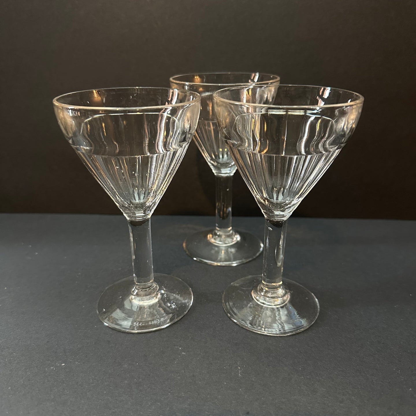 French Vintage Bistro Glasses SET of 3 - Traditional Ribbed