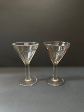 Load image into Gallery viewer, Pair French 1930’s Bistro Wine Glasses Pink Hue