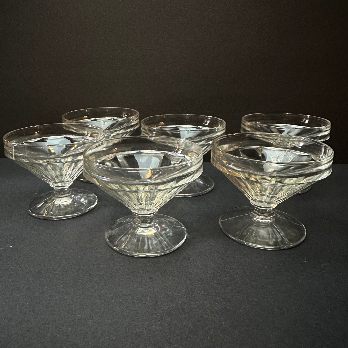 French Sorbet Glasses/Dishes - French Vintage Glass - SET of 4+2