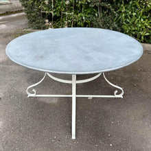 Load image into Gallery viewer, French Vintage Large Round Zinc Top Garden Table 135cm Seats 6-8