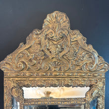 Load image into Gallery viewer, French Antique Cushion Mirror with Gilt Metal Surround and Original Wooden Back