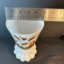 Load image into Gallery viewer, Beautiful French Antique White Milk Glass Vase Handpainted Gold/Orange