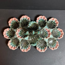 Load image into Gallery viewer, French Antique Majolica Oyster Server Very Rare Barbotine