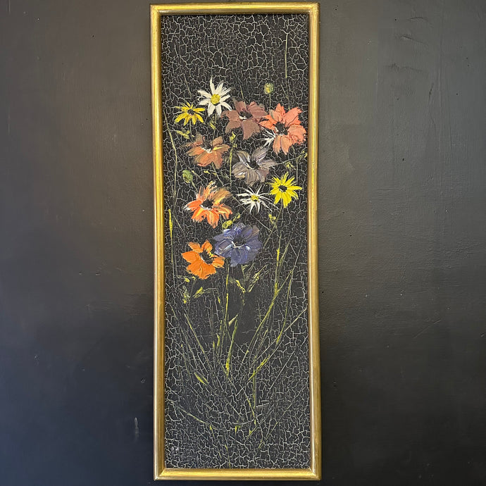 French Mid Century Floral Oil Painting 1965 Signed & Framed