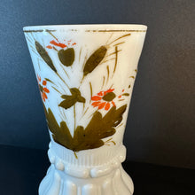 Load image into Gallery viewer, Beautiful French Antique White Milk Glass Vase Handpainted Gold/Orange