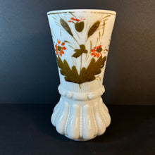 Load image into Gallery viewer, Beautiful French Antique White Milk Glass Vase Handpainted Gold/Orange