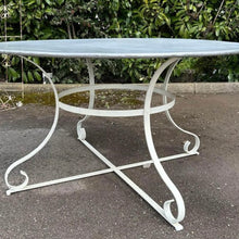 Load image into Gallery viewer, French Vintage Large Round Zinc Top Garden Table 135cm Seats 6-8