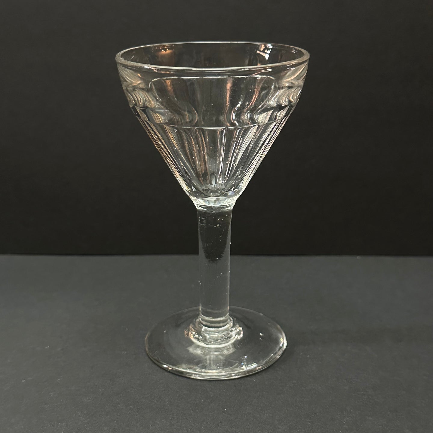 Pair (2) of Genuine French Ribbed Bistro Wine Glasses