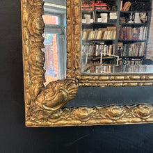 Load image into Gallery viewer, French Antique Cushion Mirror with Gilt Metal Surround and Original Wooden Back