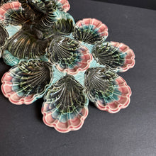 Load image into Gallery viewer, French Antique Majolica Oyster Server Very Rare Barbotine