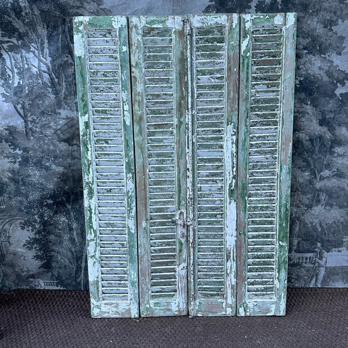 Incredible French Antique Window Shutters Green/White Decorators Dream!