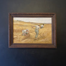 Load image into Gallery viewer, A Ménégaux Original French Oil Painting “Cutting the Hay” Original Oak Frame - French General Trading