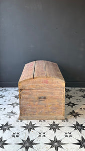 Antique Pine Dome Topped Trunk - Original Paint traces - French General Trading