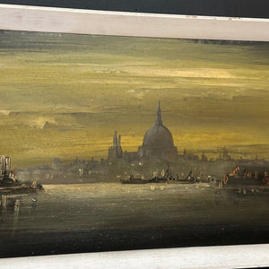 British School Edward Elliot St Paul’s from The Thames Oil on Board Signed and Framed. - French General Trading