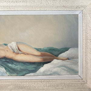 Impressive Reclining Nude French Original Mid Century Oil Painting on Canvas Signed & Framed - French General Trading