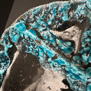 Incredible ‘Vallauris’ 1960’s Entre Plates Fantastic Crusty Turquoise Pair (2) - French General Trading