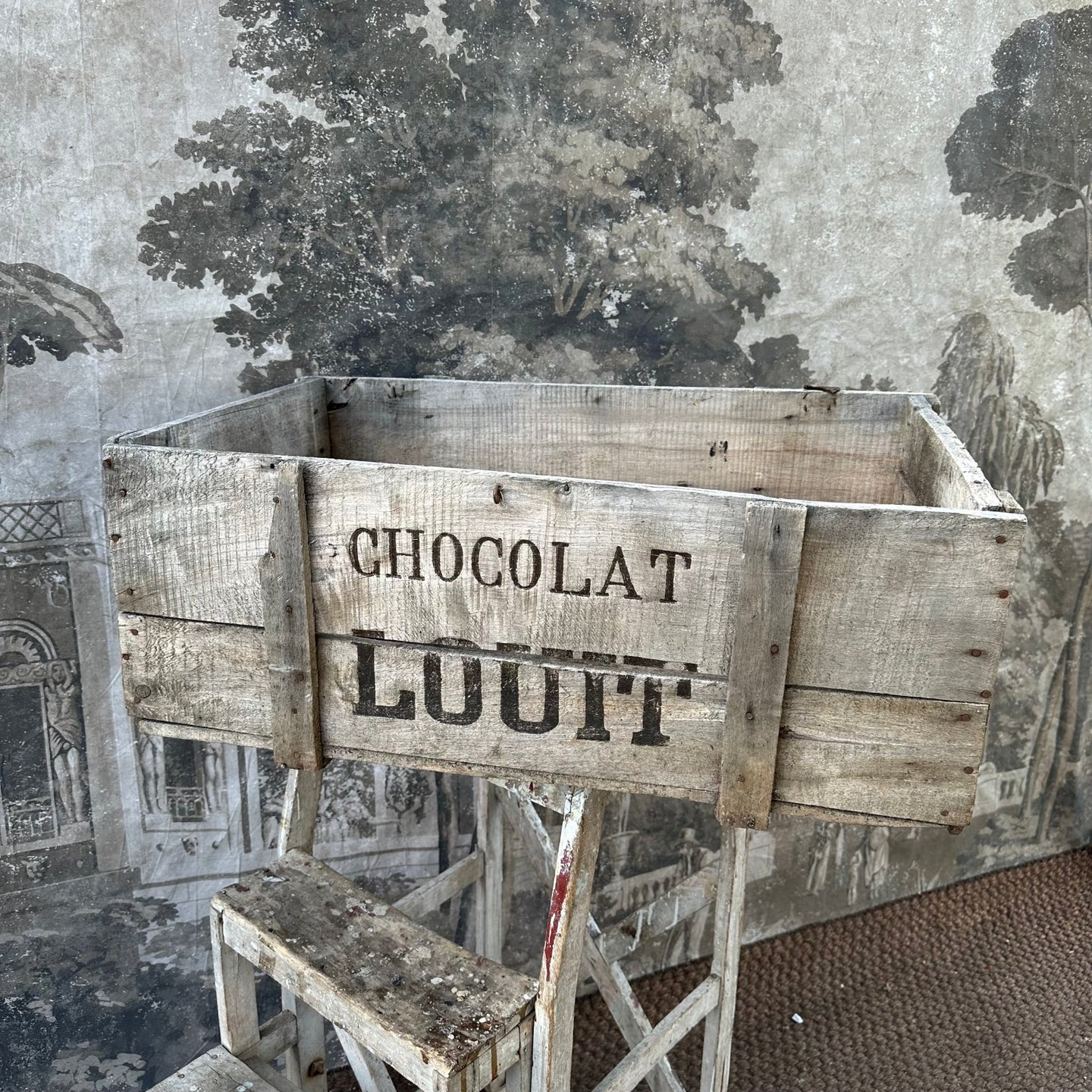 Rare “Louit Freres & Co - Bordeaux” Chocolat Louit Wooden Crate - French Antique - French General Trading