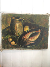 Load image into Gallery viewer, French Midcentury Oil on Canvas &quot;Still Life Fish&quot; Painting - French General Trading